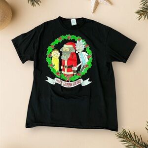 🔥Men’s Rick & Morty Happy Human Holiday Christmas T-Shirt Size L